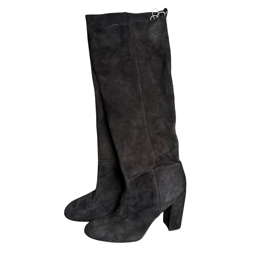 Sam Edelman Black Suede Knee High Block Heel Boots – Women’s Size 7.5